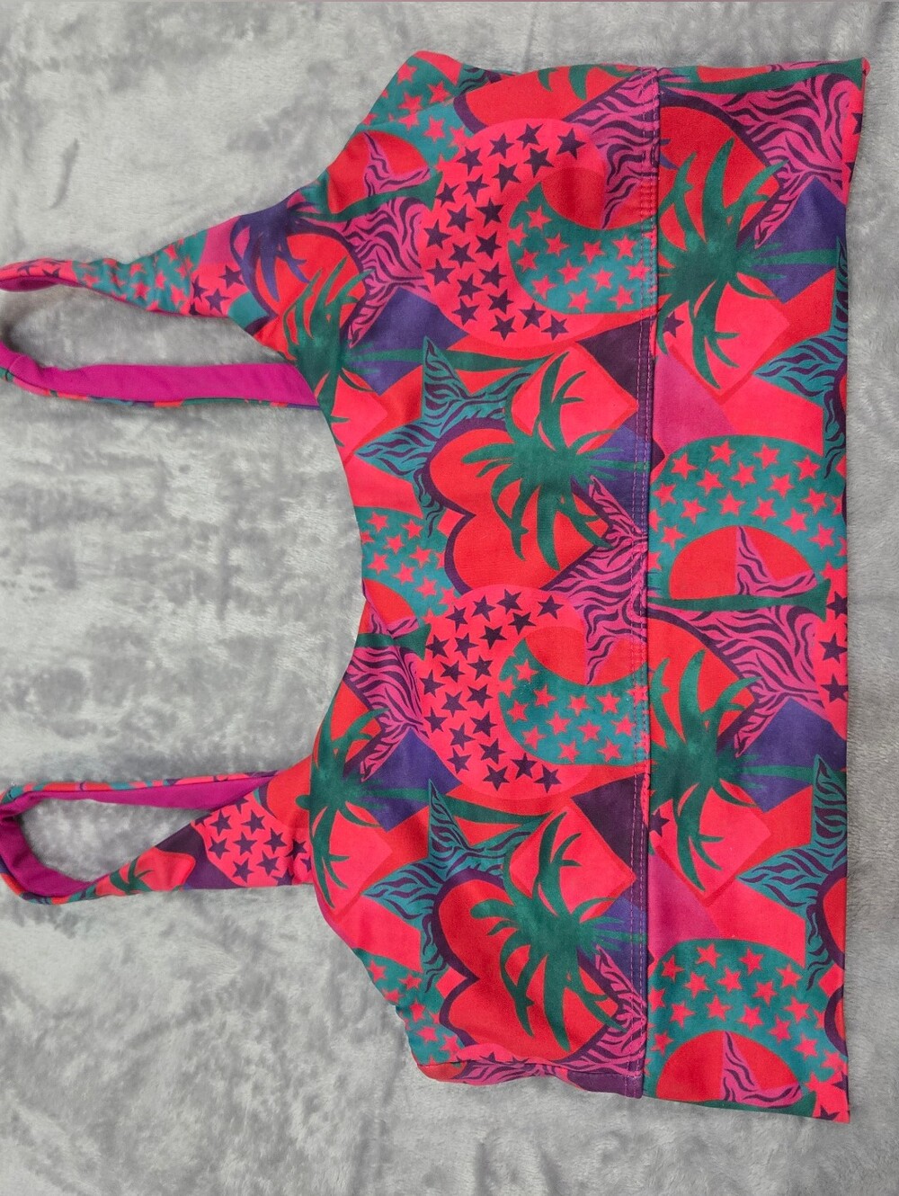 Beach Riot Hearts Of Palm Women's Pink and Green Tropical Print Sports Bra Sz XL